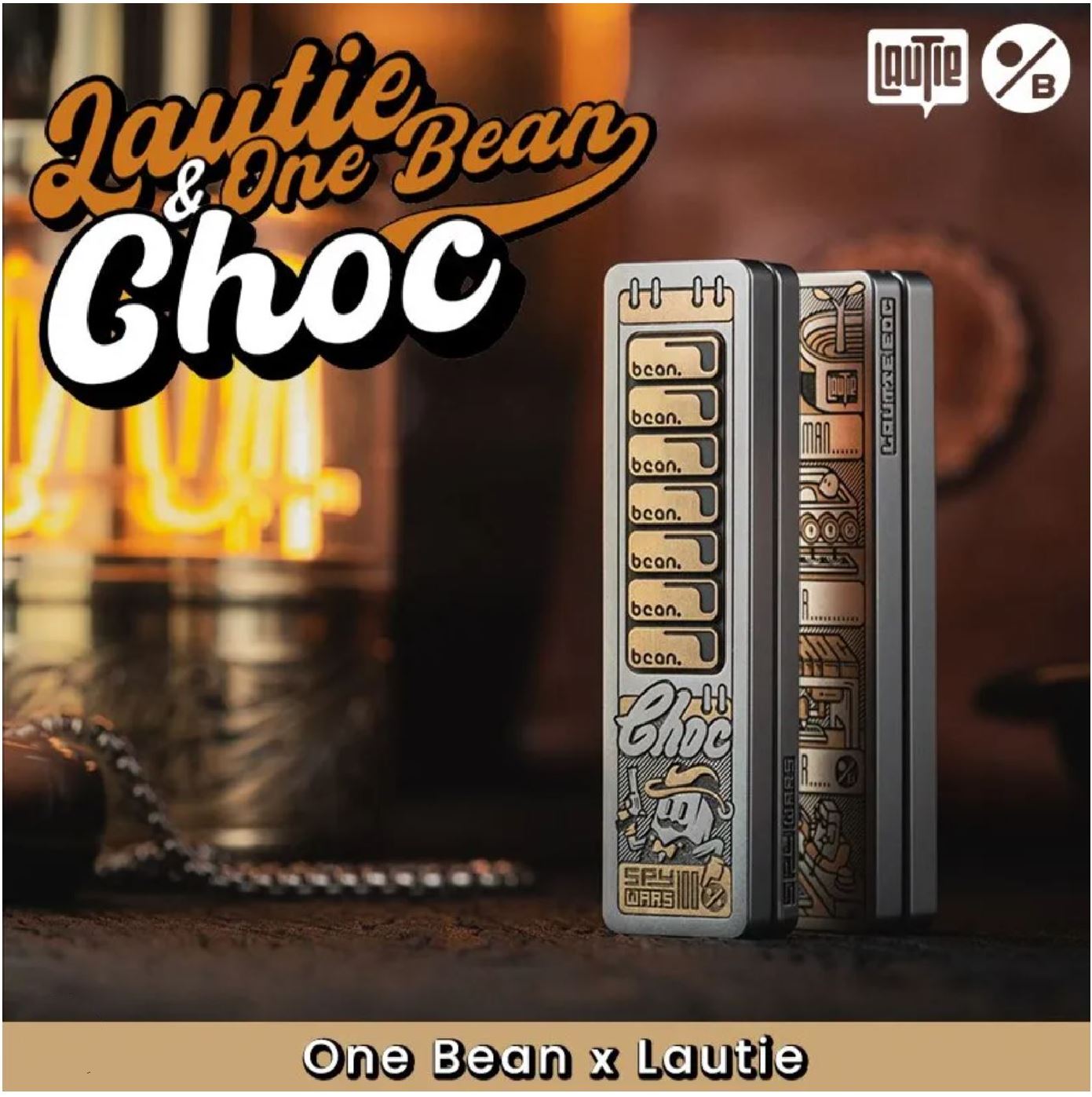 Lautie x One Bean Co-branded Choc Stainless Steel Mechanical Slider | Lautie x One Bean Choc Hand Haptic Slider EDC for Collection & Gift