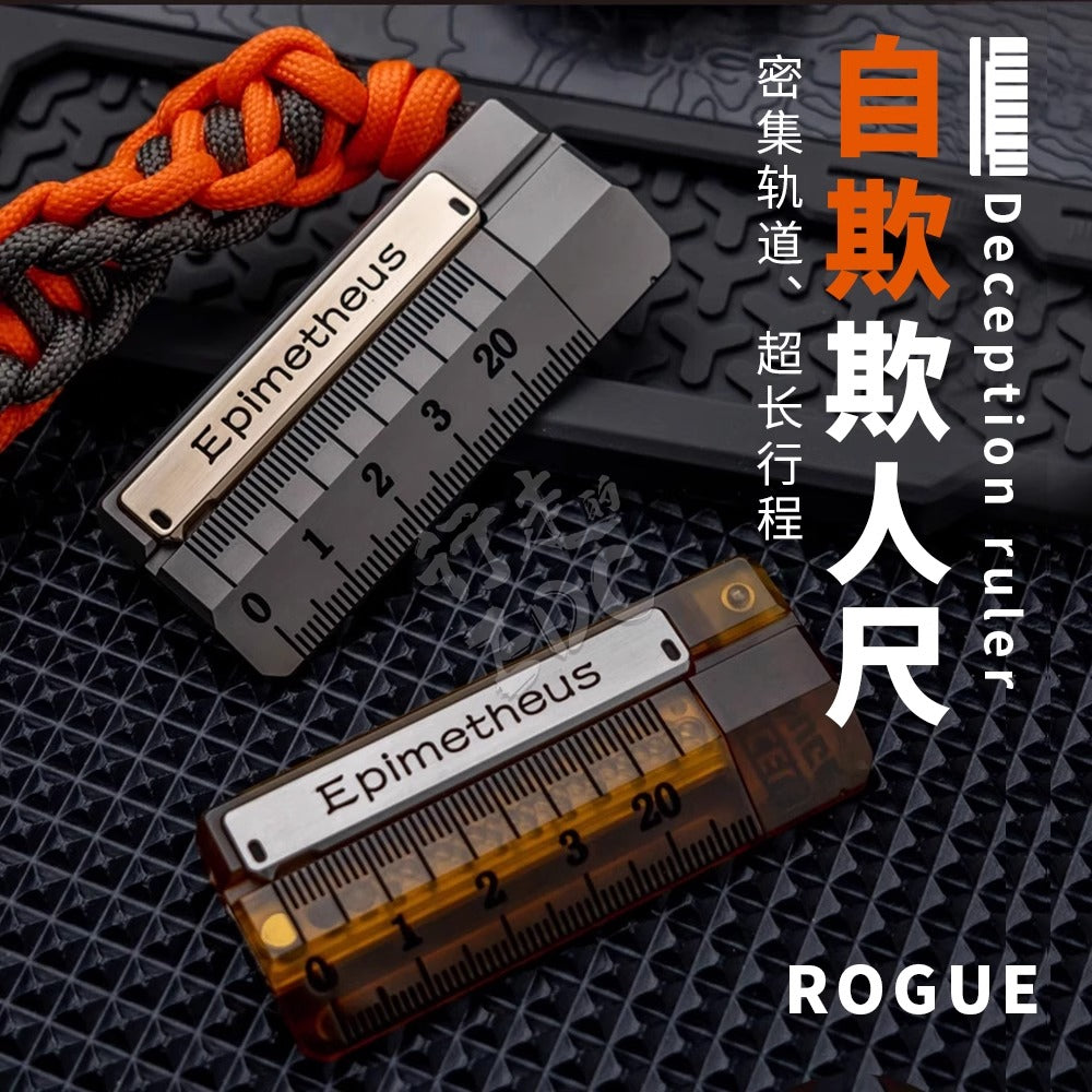 EDCELL x ROGUE Co-Branded "Deception Ruler" Mechanical Push Slider | EDCELL x ROUGUE EDC Haptic Hand Deception Ruler Fidget Slider for Collection & Gift