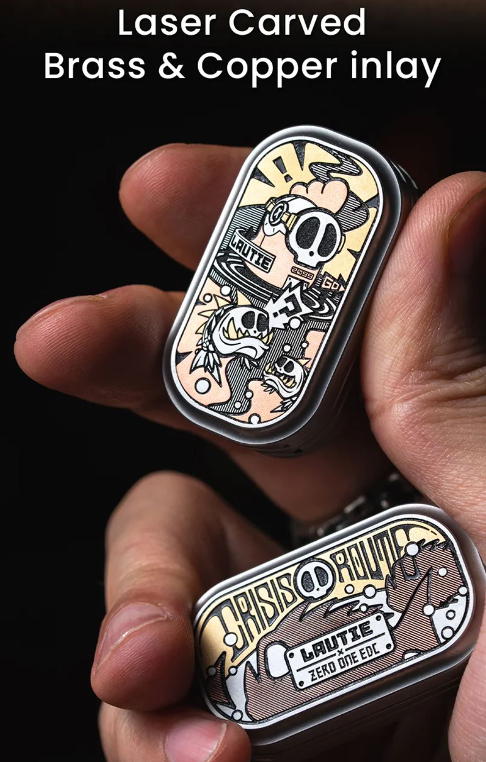 Lautie x 01EDC Co-Branded "Crisis Route" Mechanical Push Slider | Lautie x ZeroOne EDC "Crisis Route" Haptic Hand Fidget Slider for Collection & Gift