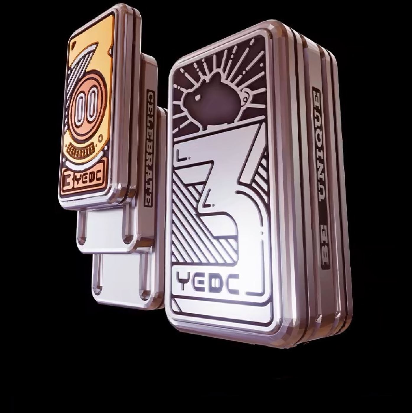 YEDC 3rd Anniversary Limited Hand Haptic Slider | YEDC three layer Anniversary Metal EDC Hand Fidget Toy for Collection & Gift
