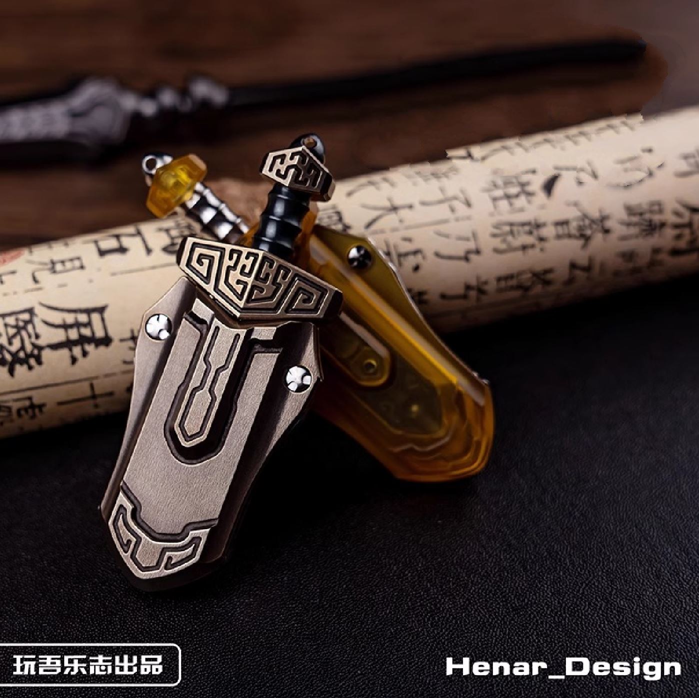 WANWU "Tai-ah" Sword Hand Haptic Titanium Push Slider | New WANWU "Tai-ah" Swords EDC PEI Hand Push Slider | "Tai-ah" Sword PPB Fidget Toys for Collection & Gift