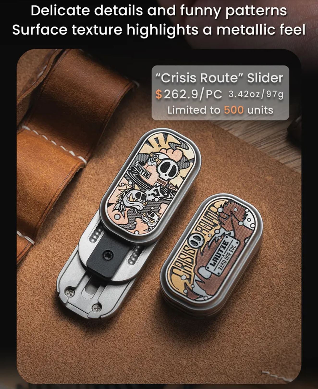 Lautie x 01EDC Co-Branded "Crisis Route" Mechanical Push Slider | Lautie x ZeroOne EDC "Crisis Route" Haptic Hand Fidget Slider for Collection & Gift