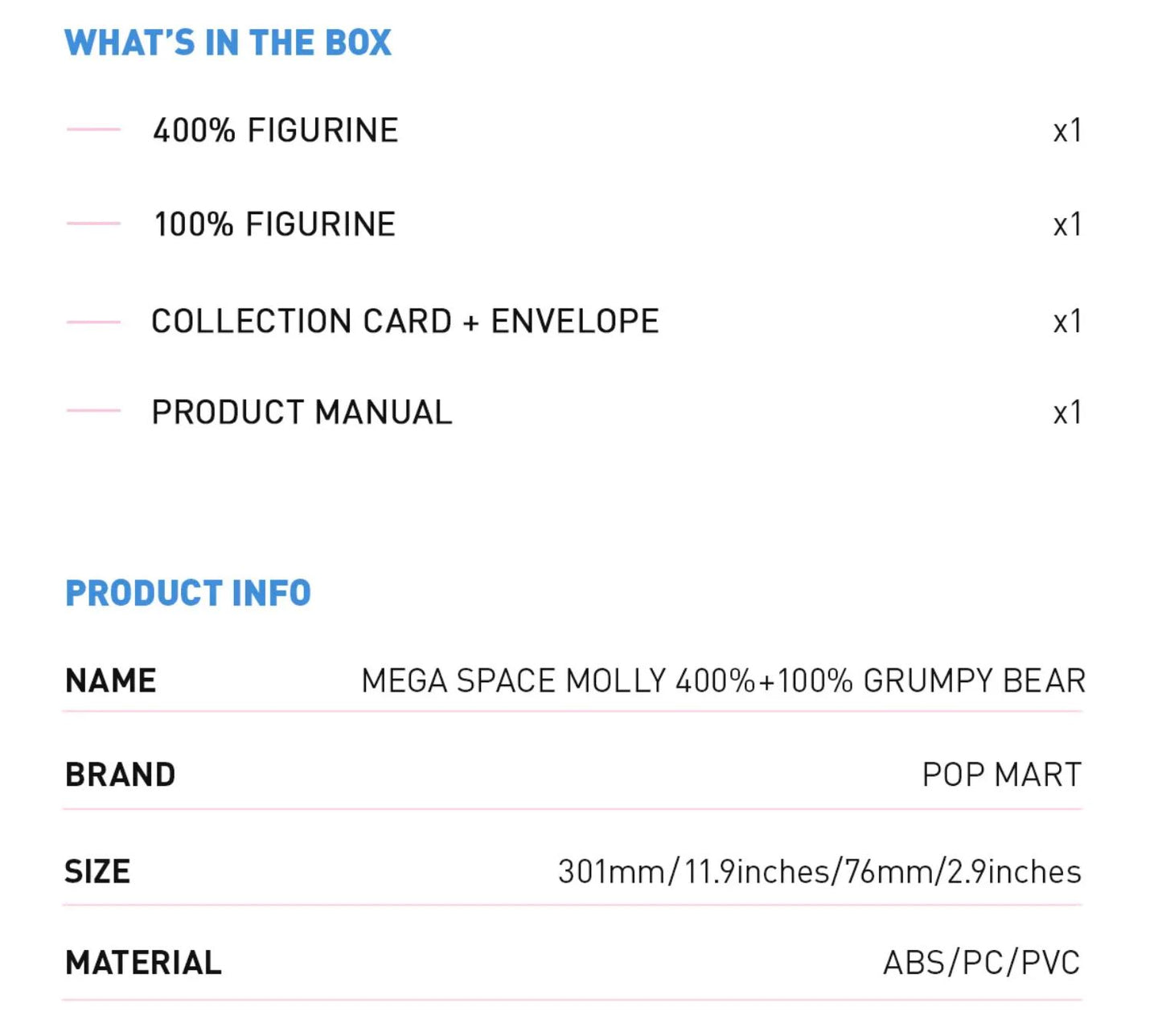 POP MART - MEGA SAPCE MOLLY- Grumpy Bear 400%+100% - 100% Authentic from POP MART