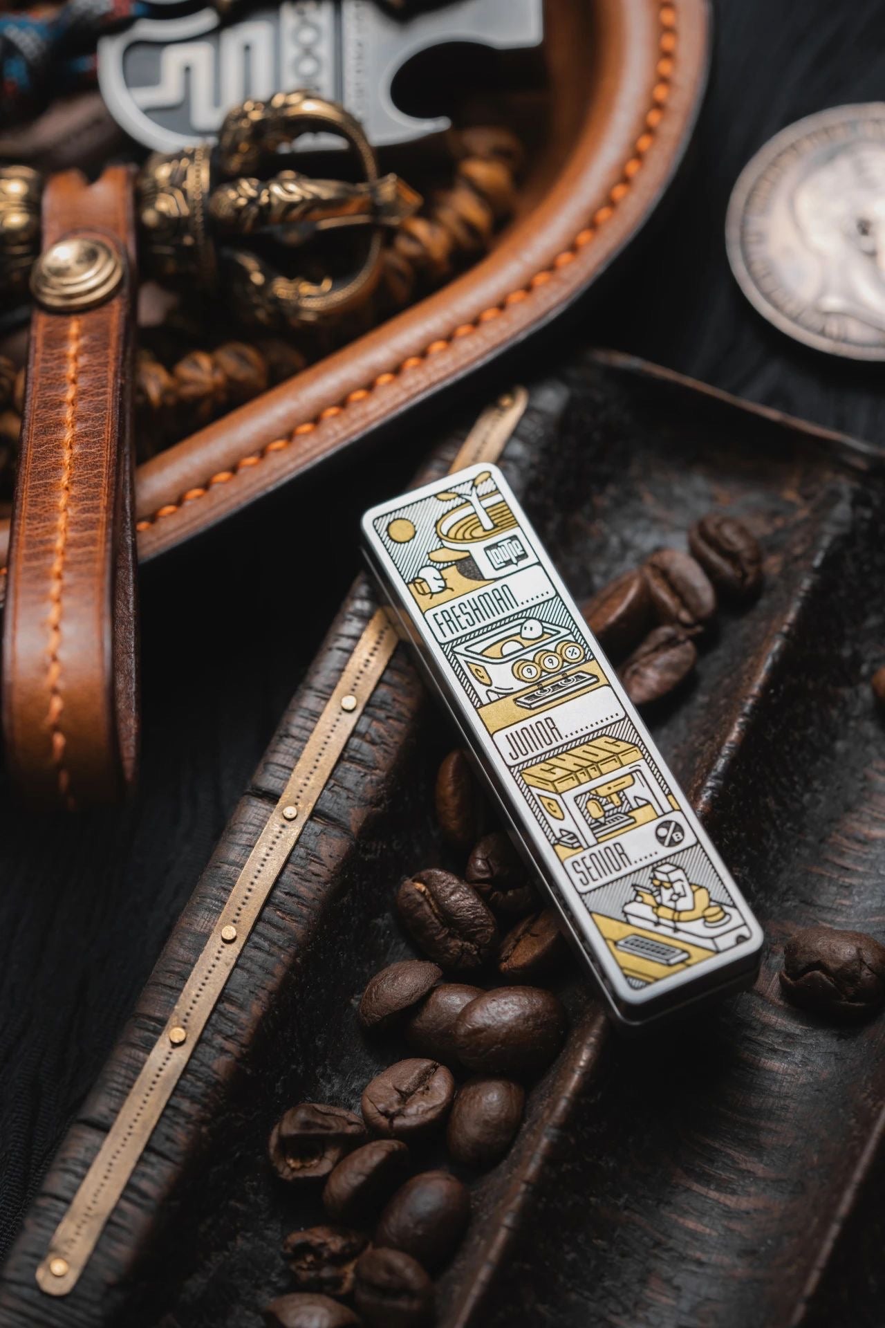 Lautie x One Bean Co-branded Choc Stainless Steel Mechanical Slider | Lautie x One Bean Choc Hand Haptic Slider EDC for Collection & Gift