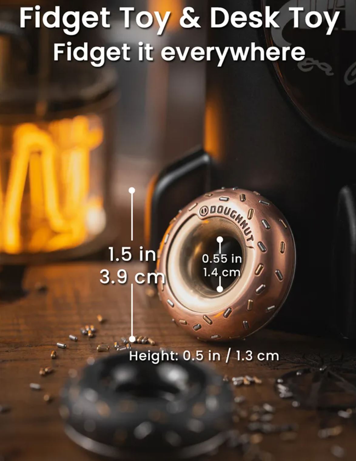 Lautie x Urban Zirconium Doughnut Hand Haptic Push Slider | Lautie Urban EDC Copper Doughnut Hand Slider for Collection & Gift