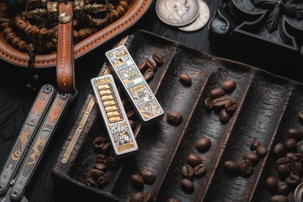 Lautie x One Bean Co-branded Choc Stainless Steel Mechanical Slider | Lautie x One Bean Choc Hand Haptic Slider EDC for Collection & Gift