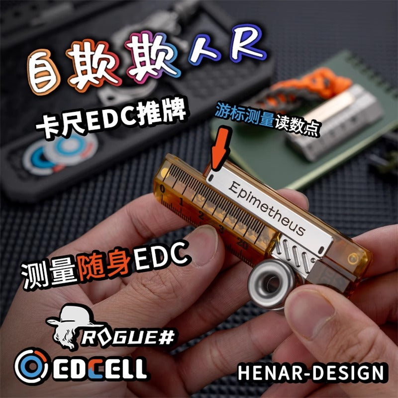 EDCELL x ROGUE Co-Branded "Deception Ruler" Mechanical Push Slider | EDCELL x ROUGUE EDC Haptic Hand Deception Ruler Fidget Slider for Collection & Gift