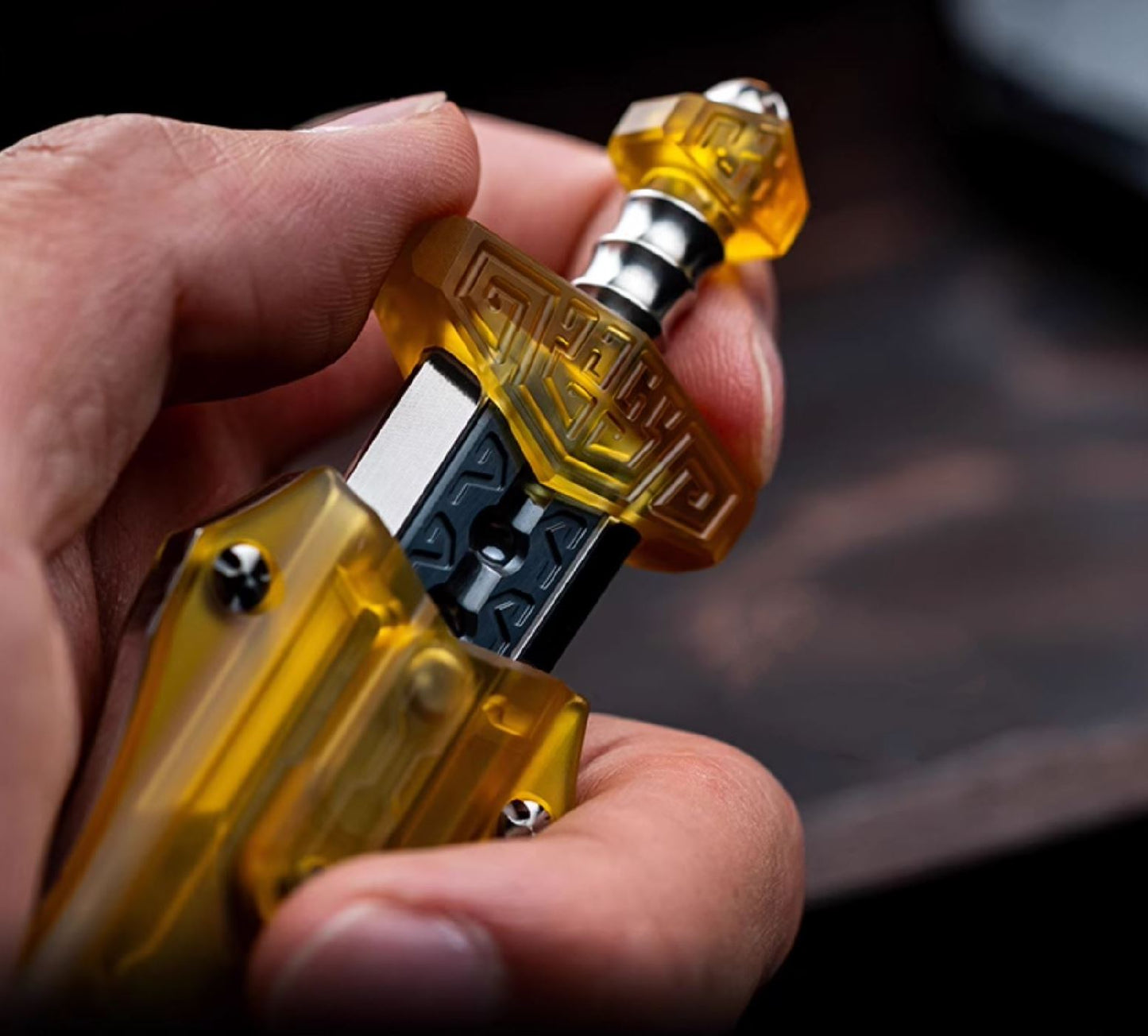 WANWU "Tai-ah" Sword Hand Haptic Titanium Push Slider | New WANWU "Tai-ah" Swords EDC PEI Hand Push Slider | "Tai-ah" Sword PPB Fidget Toys for Collection & Gift