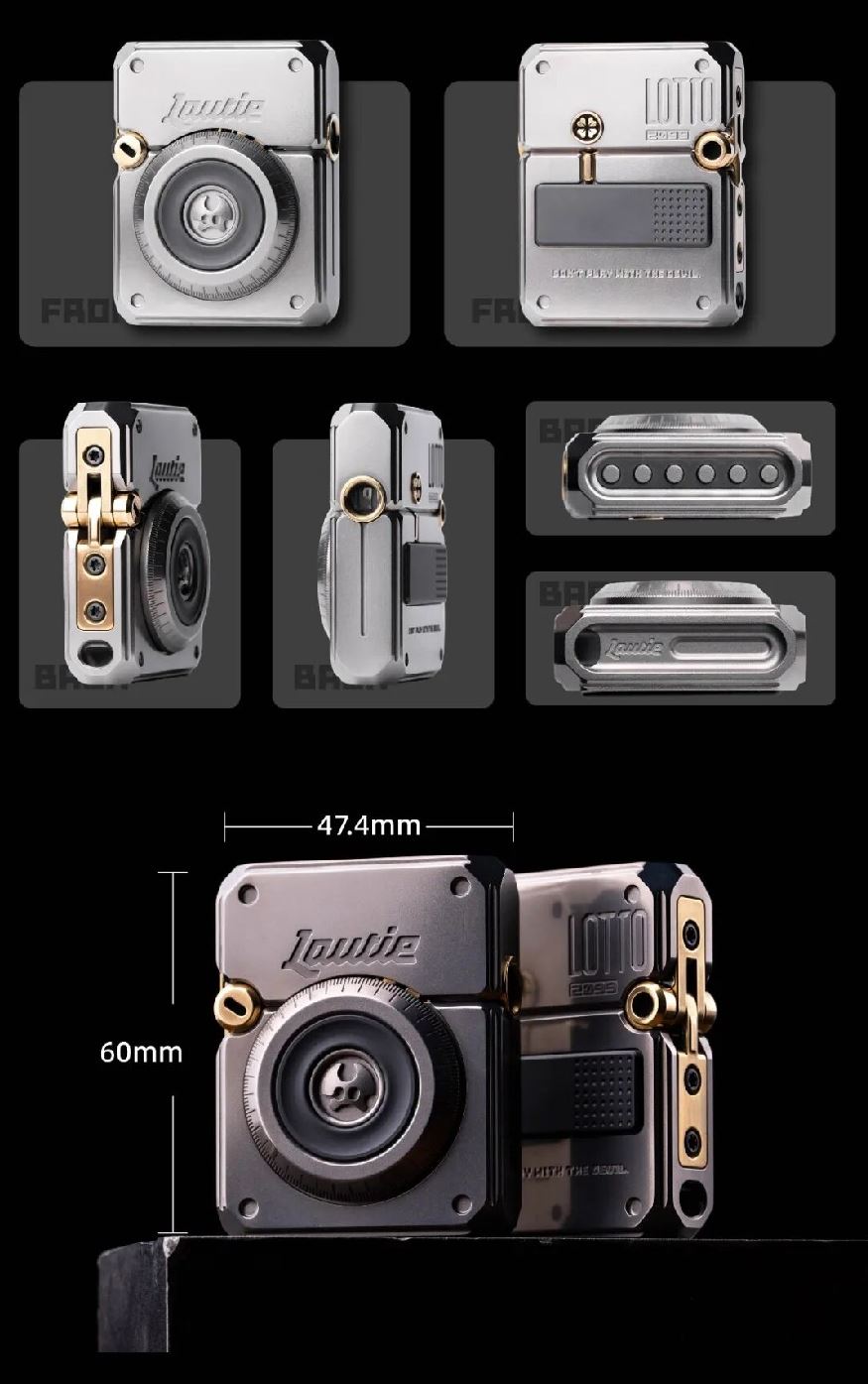 New Lautie 2099 Series Lotto Titanium Lighter Box Gyro Fidget Slider Spinner for Collection & Gift