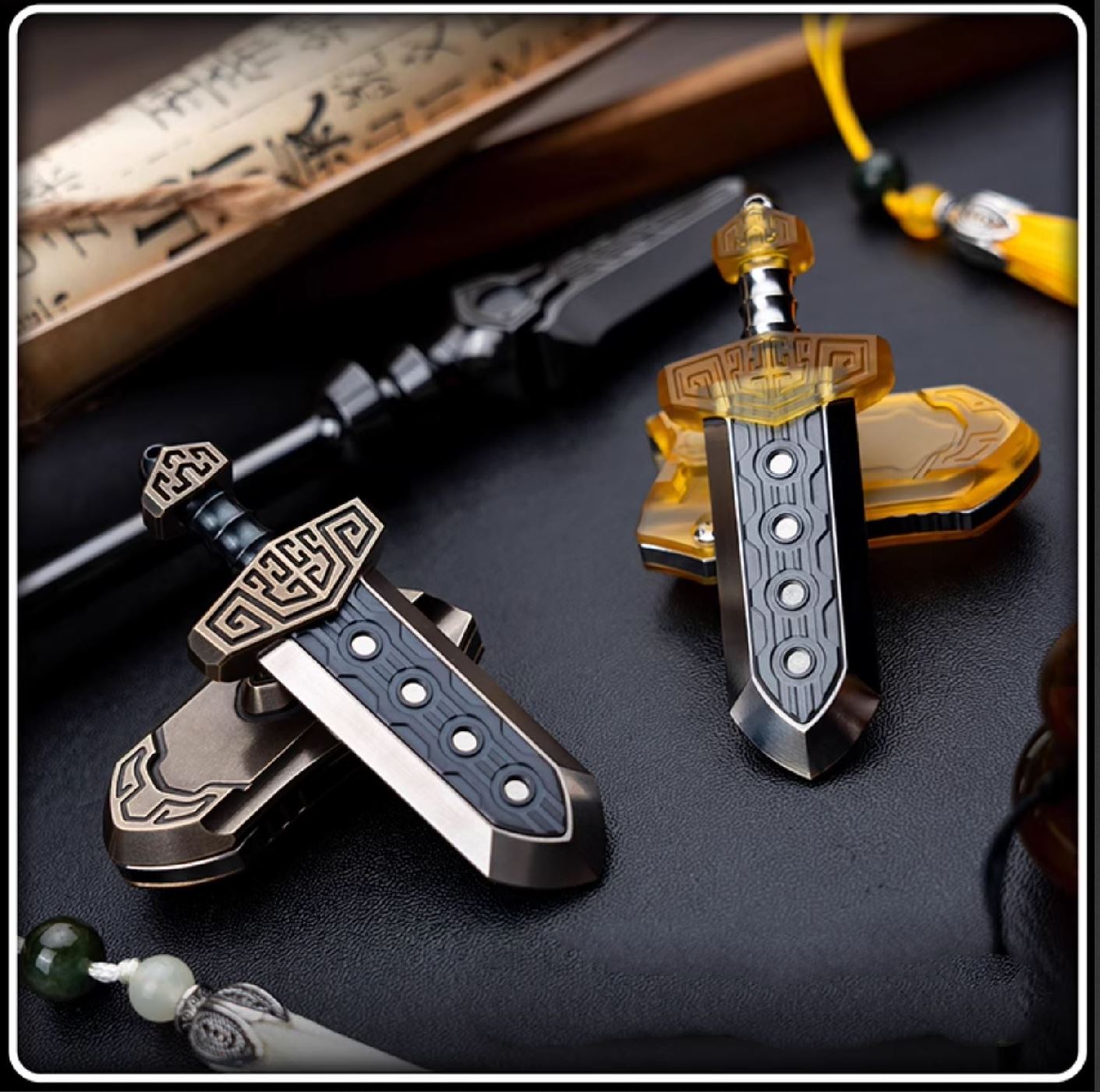 WANWU "Tai-ah" Sword Hand Haptic Titanium Push Slider | New WANWU "Tai-ah" Swords EDC PEI Hand Push Slider | "Tai-ah" Sword PPB Fidget Toys for Collection & Gift