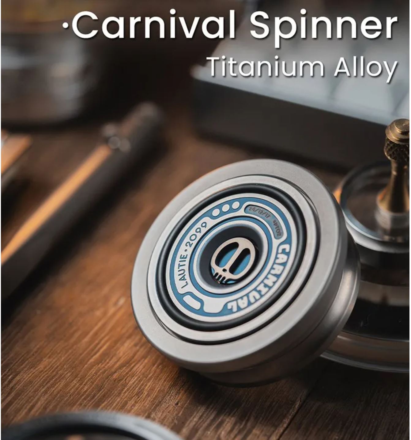 Lautie 2099 Series Lucky Deskset Titanium Turn Table Hand Gyro Spinner | Lautie Carnival Titanium Hand Gyro Fidget for Collection and Gift