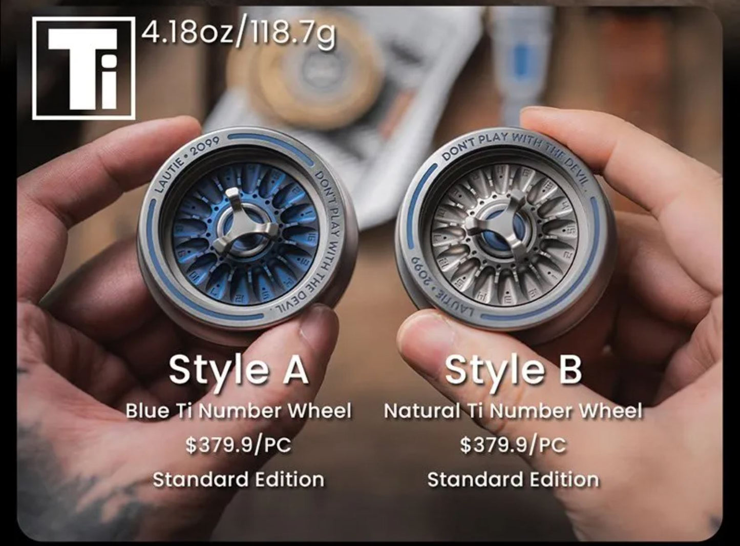 Lautie 2099 Series Lucky Deskset Titanium Turn Table Hand Gyro Spinner | Lautie Carnival Titanium Hand Gyro Fidget for Collection and Gift