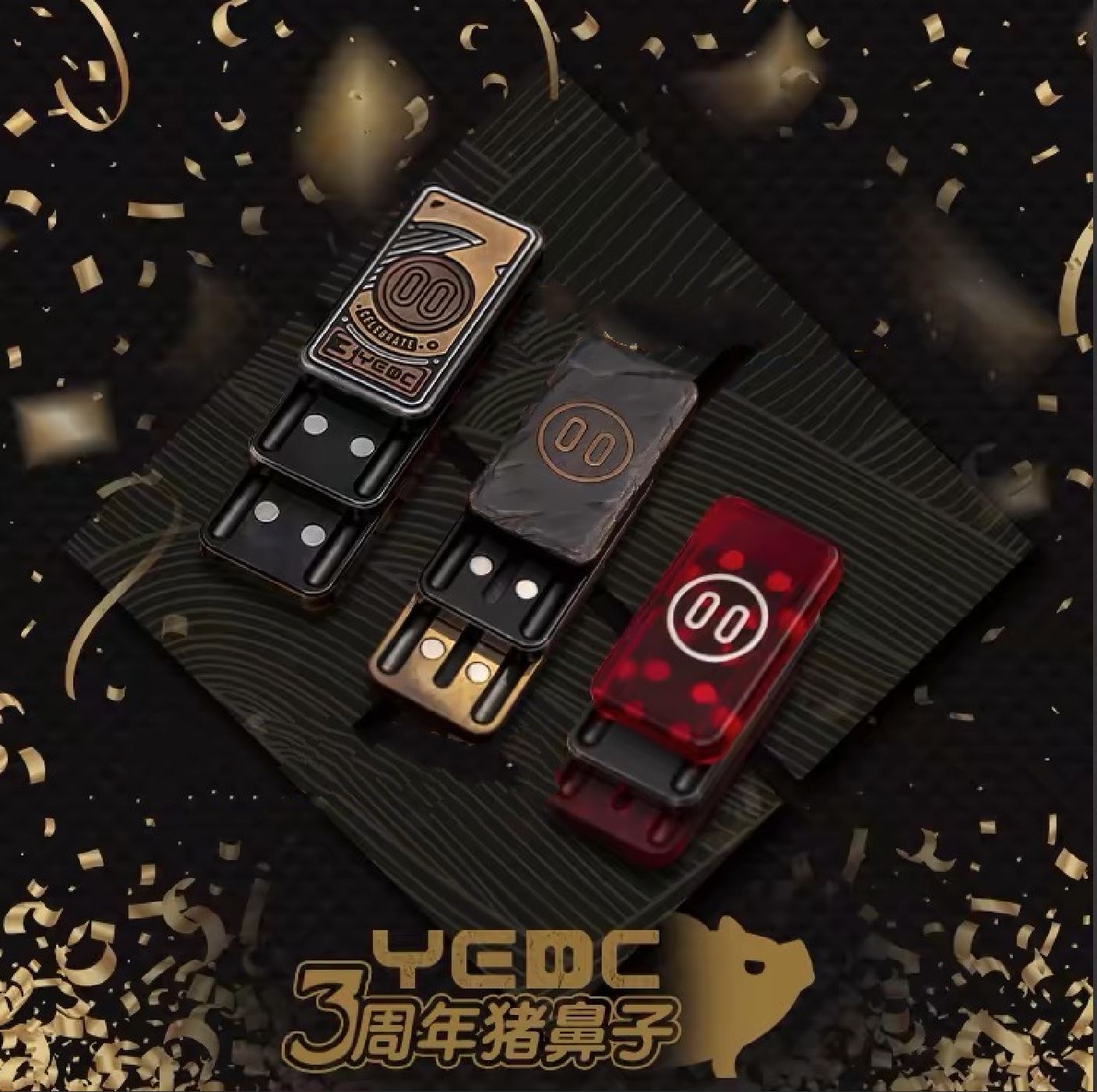 YEDC 3rd Anniversary Limited Hand Haptic Slider | YEDC three layer Anniversary Metal EDC Hand Fidget Toy for Collection & Gift