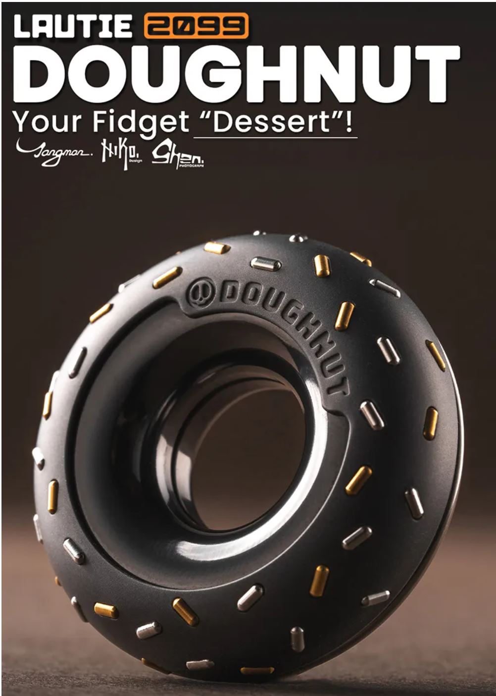 Lautie x Urban Zirconium Doughnut Hand Haptic Push Slider | Lautie Urban EDC Copper Doughnut Hand Slider for Collection & Gift