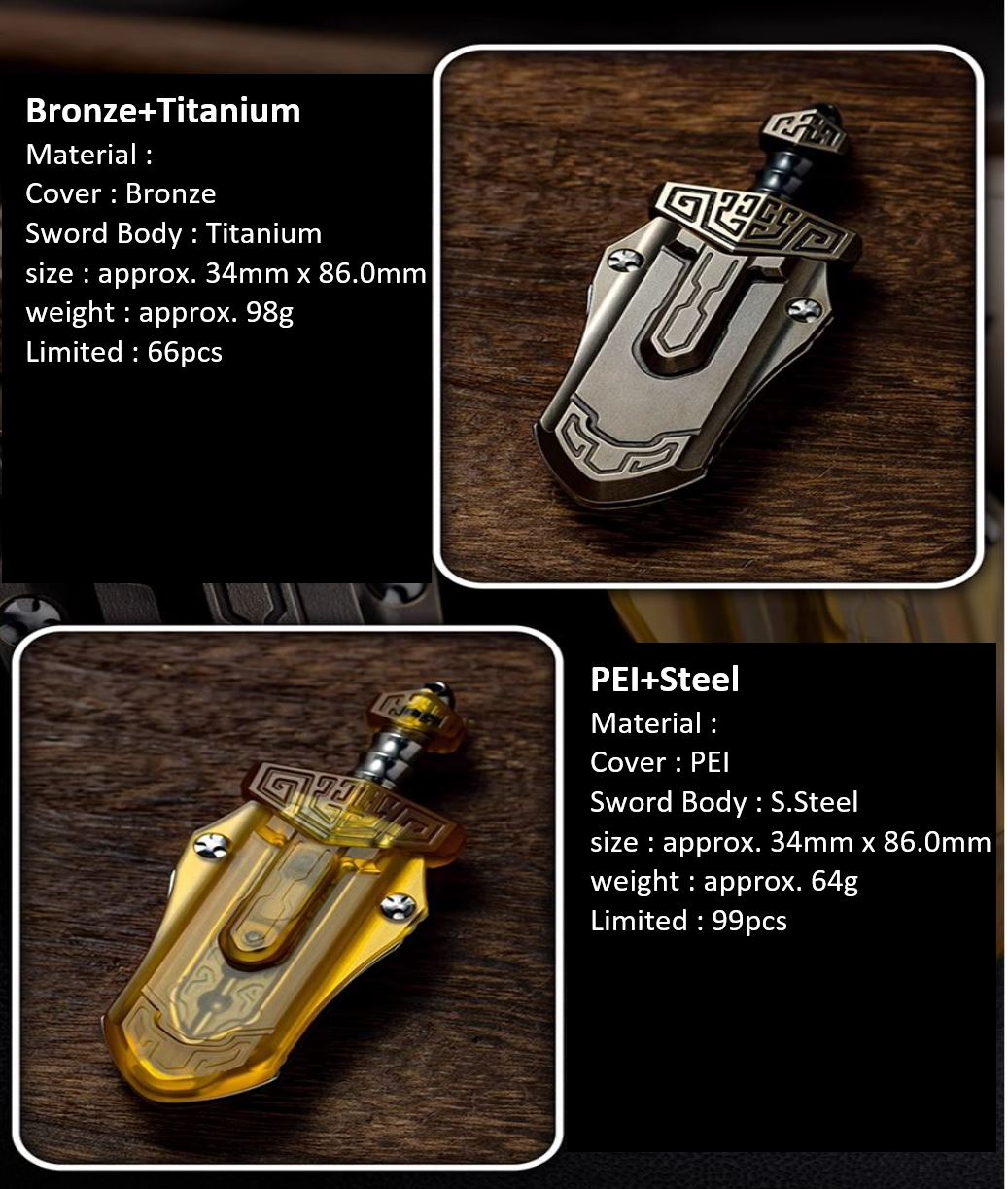 WANWU "Tai-ah" Sword Hand Haptic Titanium Push Slider | New WANWU "Tai-ah" Swords EDC PEI Hand Push Slider | "Tai-ah" Sword PPB Fidget Toys for Collection & Gift