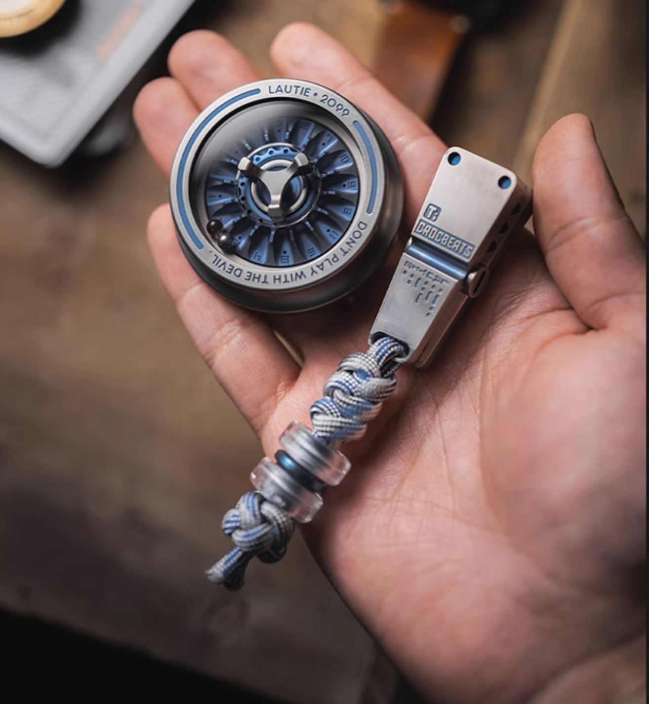 Lautie 2099 Series Lucky Deskset Titanium Turn Table Hand Gyro Spinner | Lautie Carnival Titanium Hand Gyro Fidget for Collection and Gift