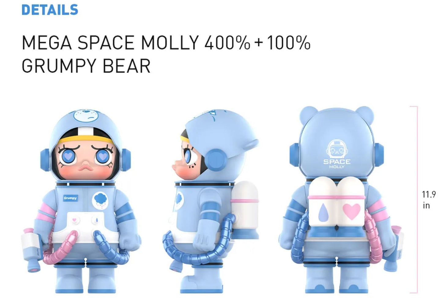 POP MART - MEGA SAPCE MOLLY- Grumpy Bear 400%+100% - 100% Authentic from POP MART
