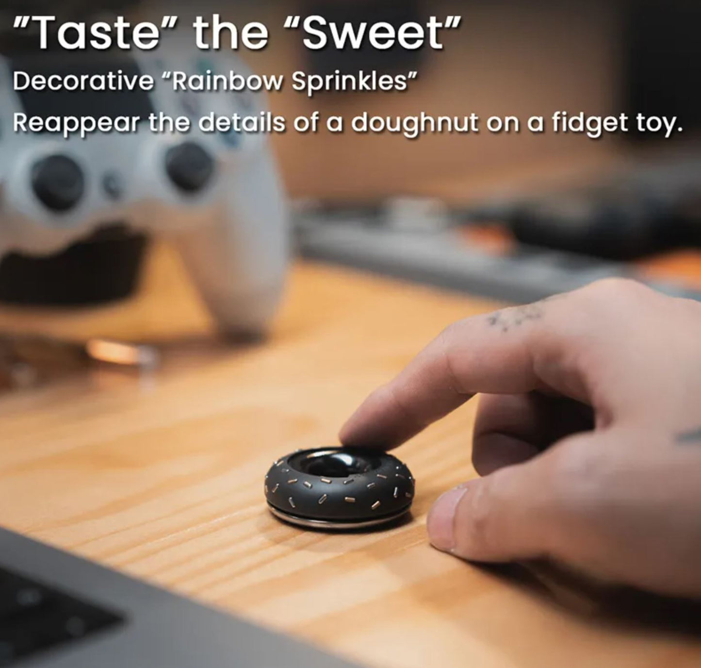 Lautie x Urban Zirconium Doughnut Hand Haptic Push Slider | Lautie Urban EDC Copper Doughnut Hand Slider for Collection & Gift