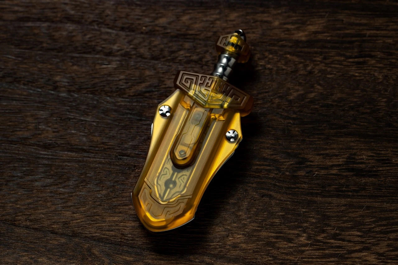 WANWU "Tai-ah" Sword Hand Haptic Titanium Push Slider | New WANWU "Tai-ah" Swords EDC PEI Hand Push Slider | "Tai-ah" Sword PPB Fidget Toys for Collection & Gift