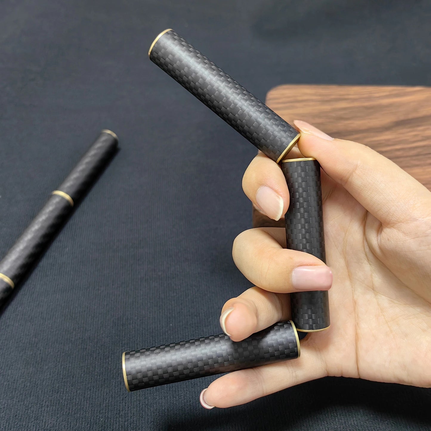 Three Section Carbon Fiber Stick Rod Hand Fidget Toys | Three Section Stick Rotating Anti-stress PPB Fidget Toys for Gift & Collection