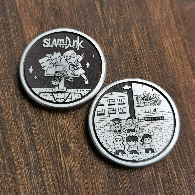 Mini ACEDC Stainless Steel Cartoon Theme Coin Shape Push Slider | Metal Theme Coin Push Slider | Mini EDC Cartoon Coin Slider for Collection