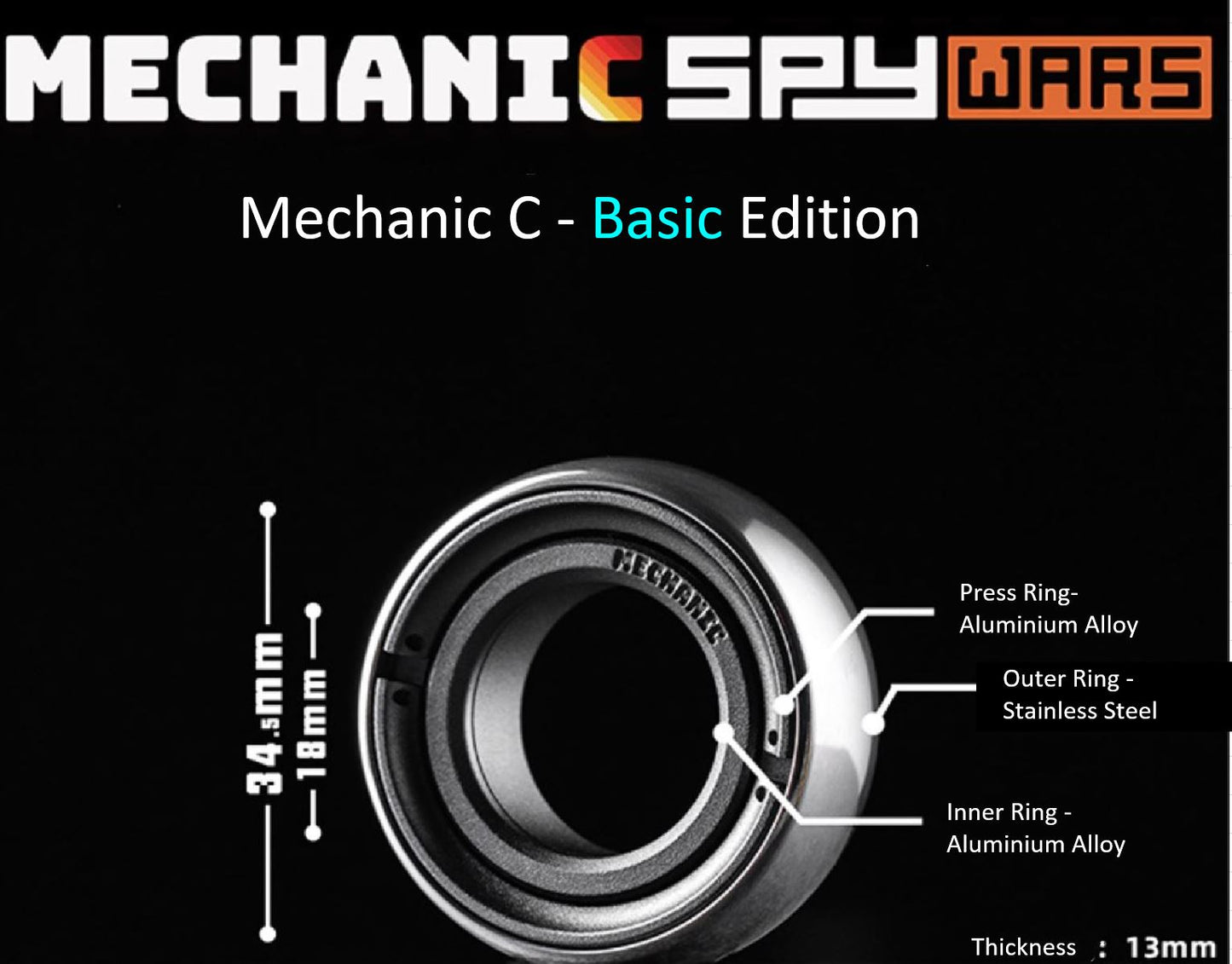 New Launching Lautie SpyWar Mechanic C Stainless Steel Ring Hand Finger Spinner | Lautie Mechanic C Finger Ring Spinner for Gift and Collection
