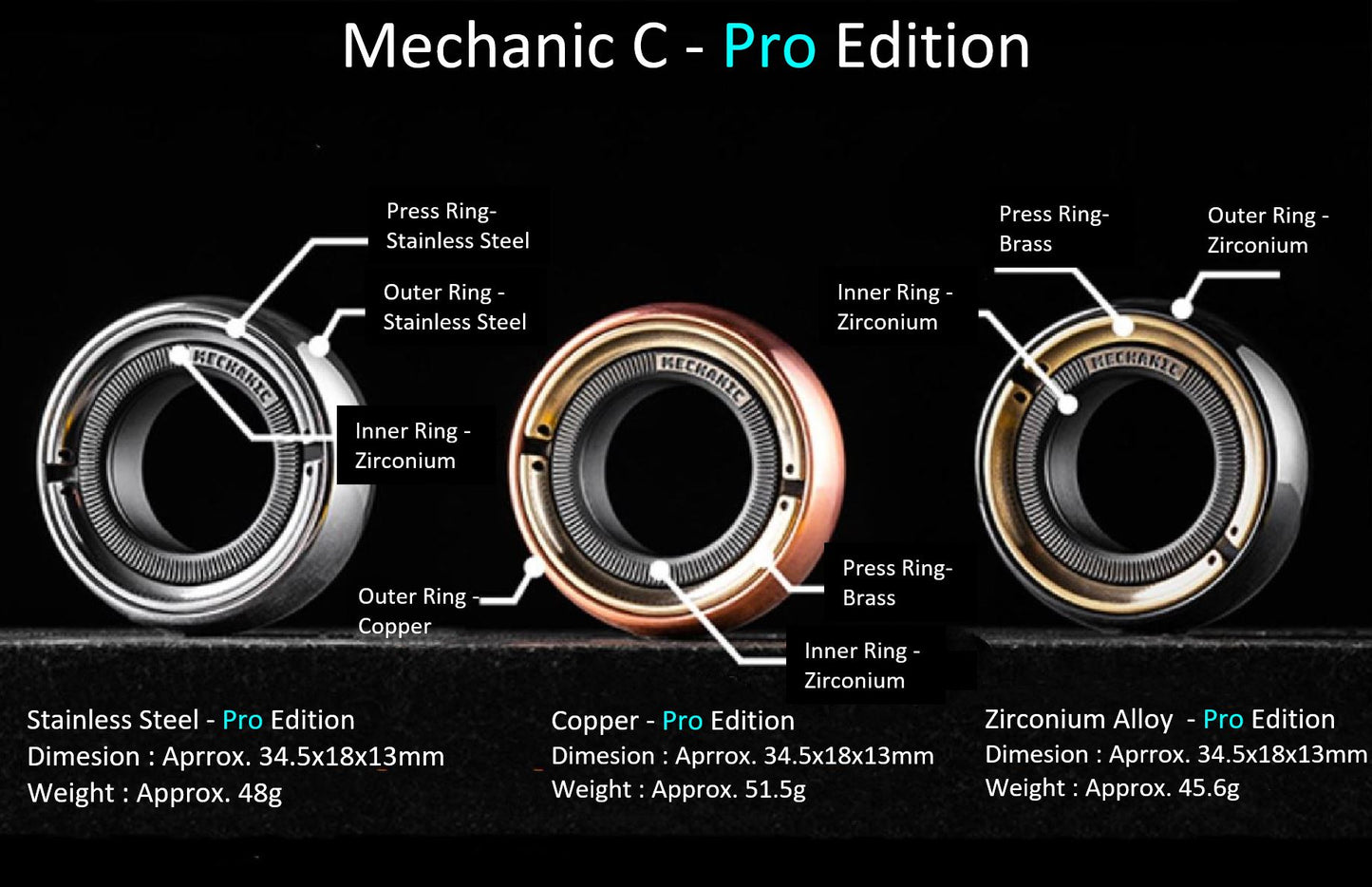 New Launching Lautie SpyWar Mechanic C Stainless Steel Ring Hand Finger Spinner | Lautie Mechanic C Finger Ring Spinner for Gift and Collection