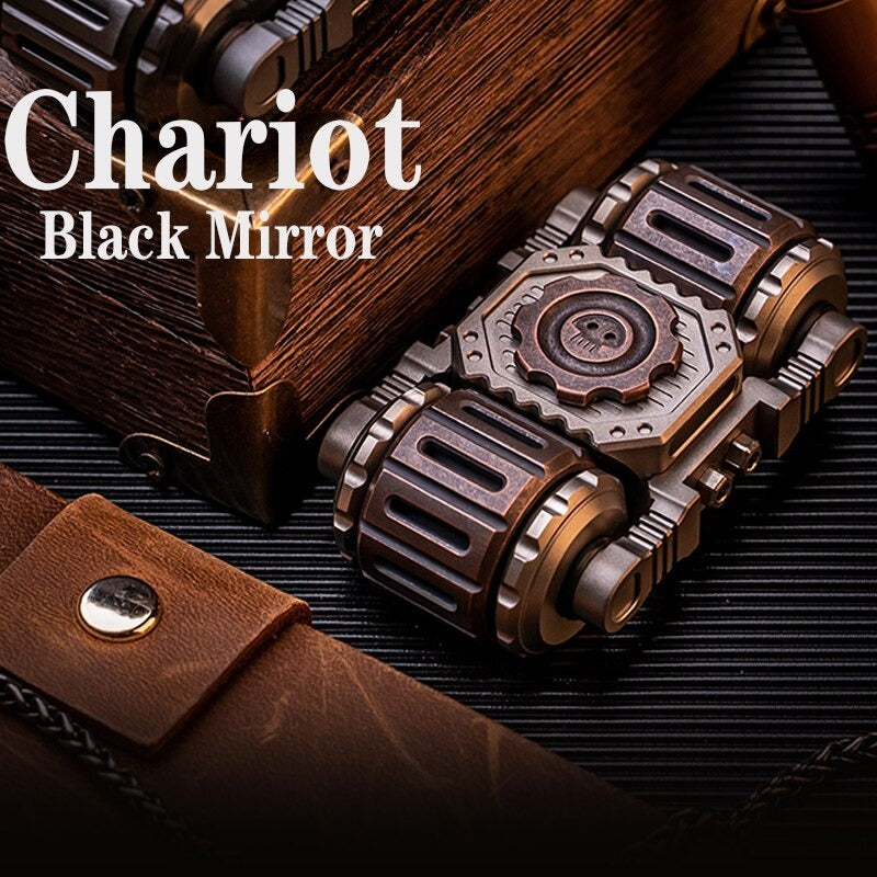 Black Mirror Chariot Tank Titanium Hand Gyro Fidget Spinner | BM Chariot Metal Gyroscope Hand Spinner | BM EDC Chariot Gyro Fidget for Gift