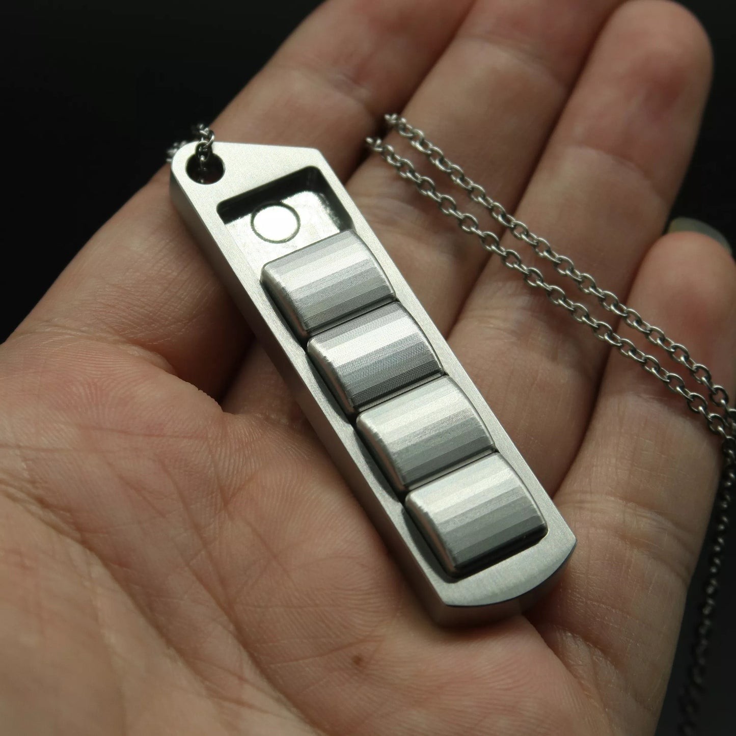 Mini Stainless Steel Pea Pod Push Haptic Slider | Mini EDC Push Pull Haptic Feel PPB |Metal Push Pull Haptic Sound Slider for Collection & Gift
