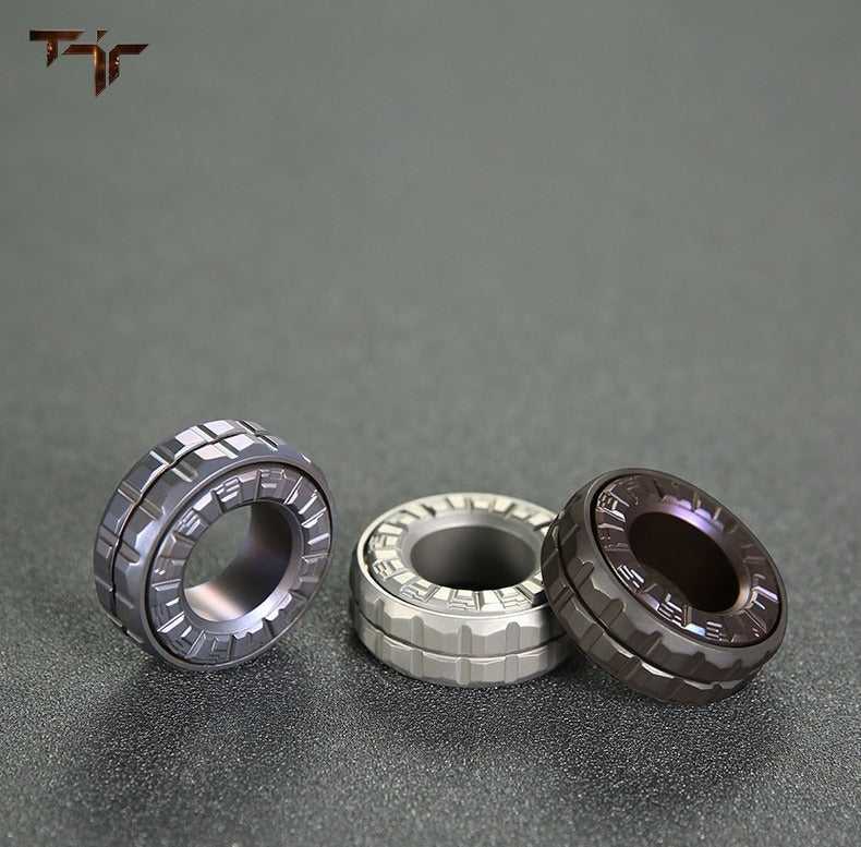 TJR Finger Mechanical Stainless Steel Ring Hand Push Slider | TJR Mechanical Metal Finger Haptic Ring Spinner for Gift and Collection