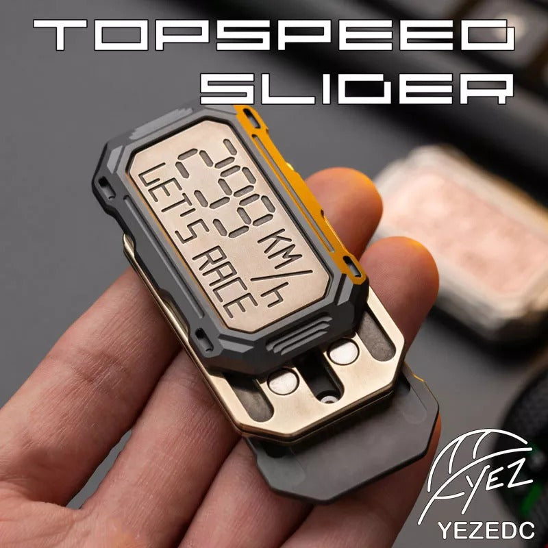 YEZ TOPSPEED Stainless Steel Hand Push Haptic Slider | TopSpeed EDC Hand Push Pull Haptic Slider | Metal TopSpeed Hand Push Slider for Gift & Collection