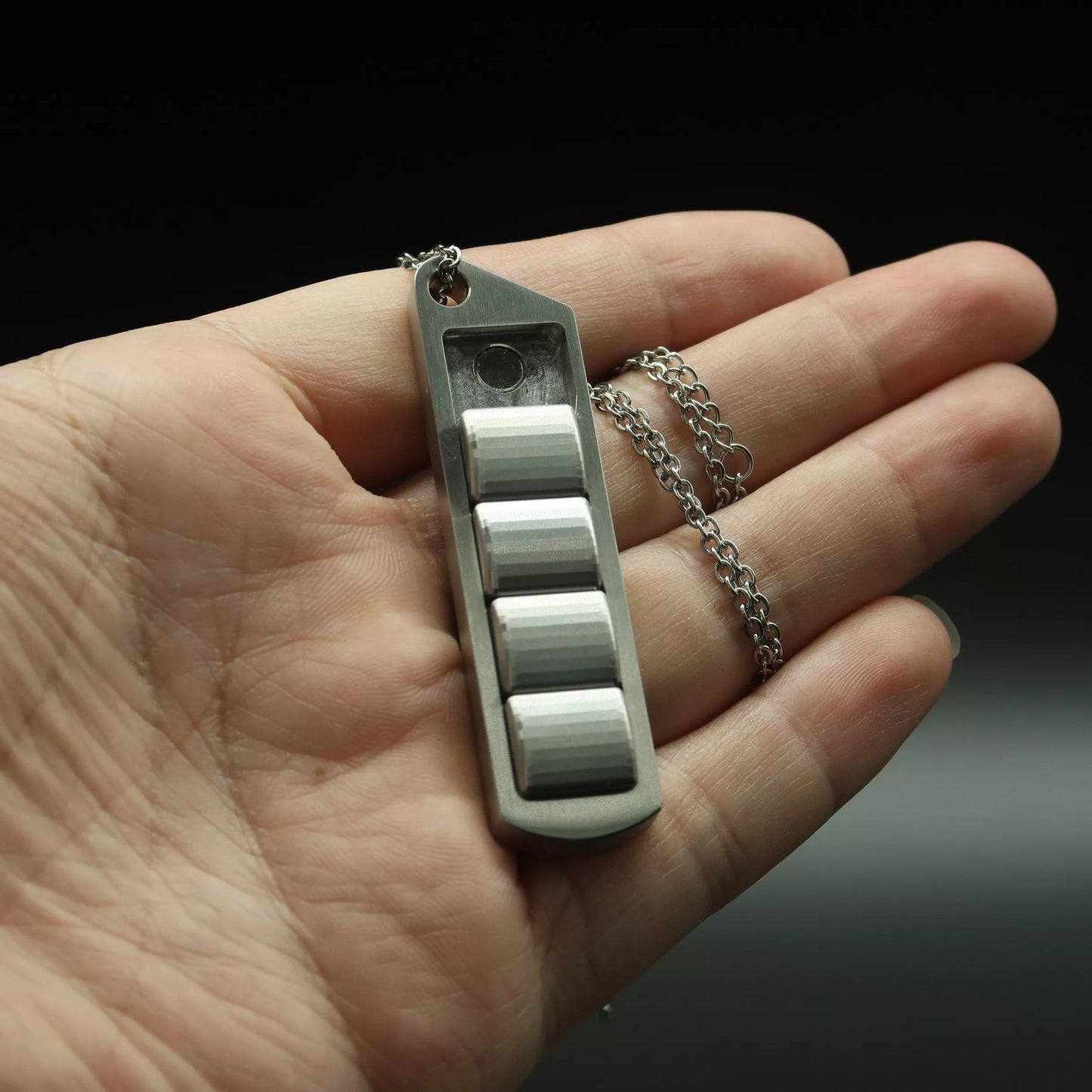 Mini Stainless Steel Pea Pod Push Haptic Slider | Mini EDC Push Pull Haptic Feel PPB |Metal Push Pull Haptic Sound Slider for Collection & Gift