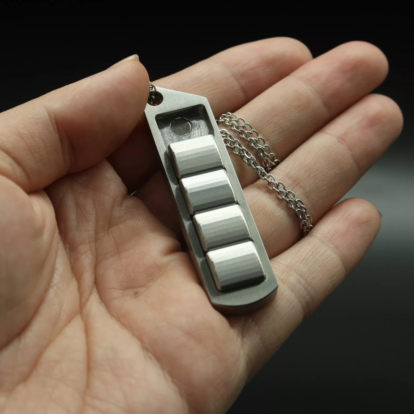 Mini Stainless Steel Pea Pod Push Haptic Slider | Mini EDC Push Pull Haptic Feel PPB |Metal Push Pull Haptic Sound Slider for Collection & Gift