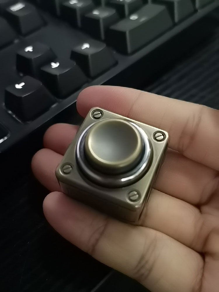 WANWU Stainless Steel Danger Push Button Hand Spinner | EDC DANGER Push Clicker Button Hand Fidget | Metal Push Button Hand Spinner for Gift