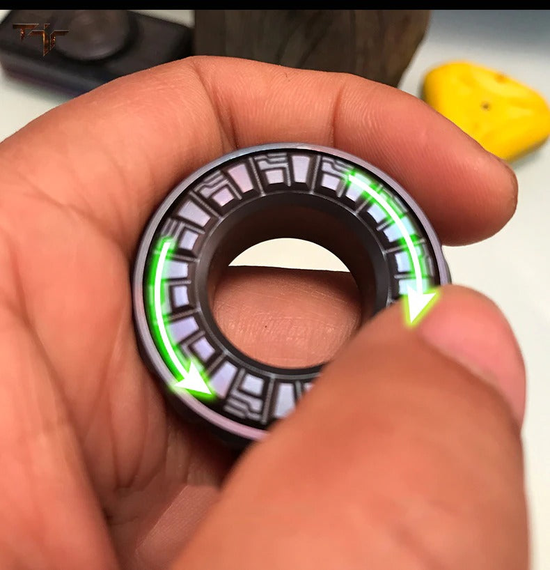 TJR Finger Mechanical Stainless Steel Ring Hand Push Slider | TJR Mechanical Metal Finger Haptic Ring Spinner for Gift and Collection