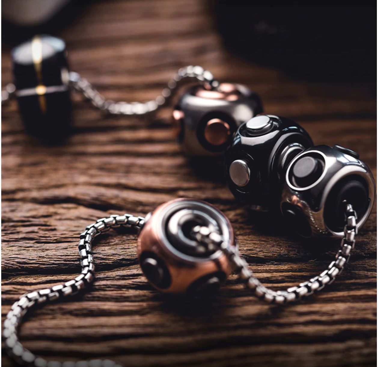 New Lautie Mini NOIZ SPORE Necklace Wearing Hand Spinner | Lautie Noiz EDC Hand Fidget | Lautie Noiz Metal Hand Spinner for Collection