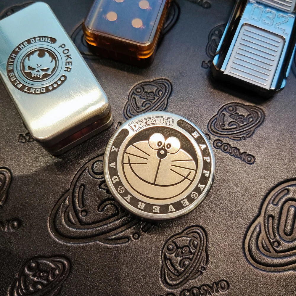 Cartoon Doramon Metal Coin Hand Push Slider | Mini EDC Cartoon Hand Push Slider | Metal Cartoon Coin Hand Slider for Gift & Collection