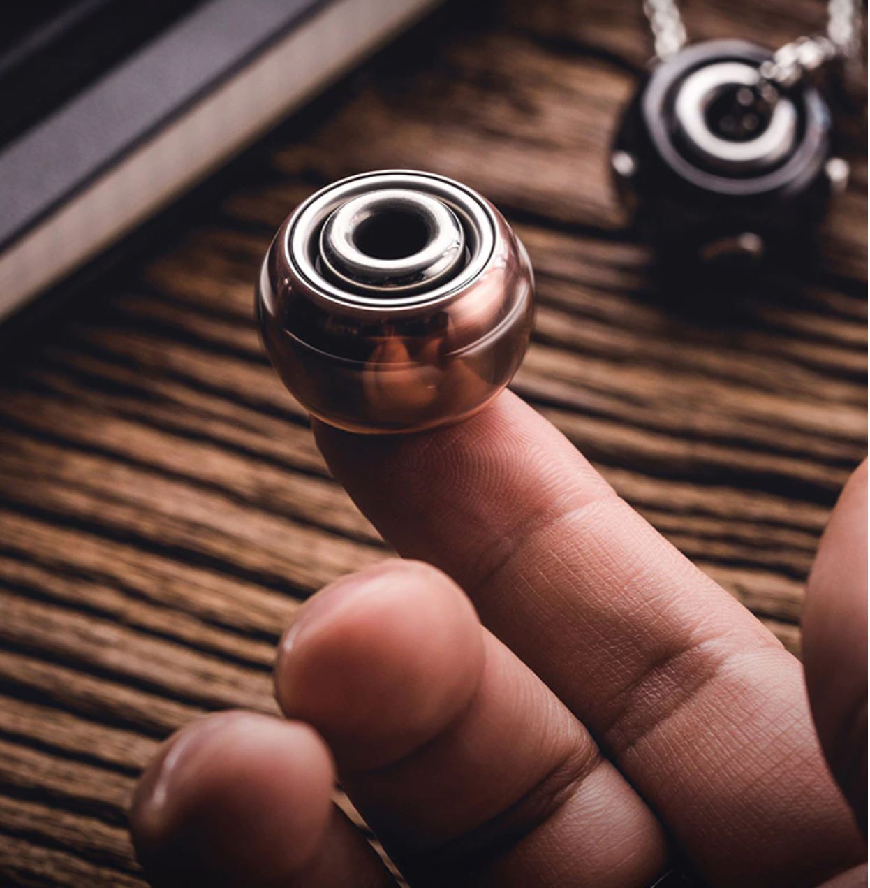 New Lautie Mini NOIZ SPORE Necklace Wearing Hand Spinner | Lautie Noiz EDC Hand Fidget | Lautie Noiz Metal Hand Spinner for Collection