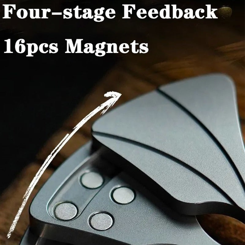 MUYI Mini Stainless Steel Four Layer Folding Hand Push Haptic Slider | Mini EDC Four Stages Fold Hand Push Slider | Metal Hand Push Slider for Gift & Collection