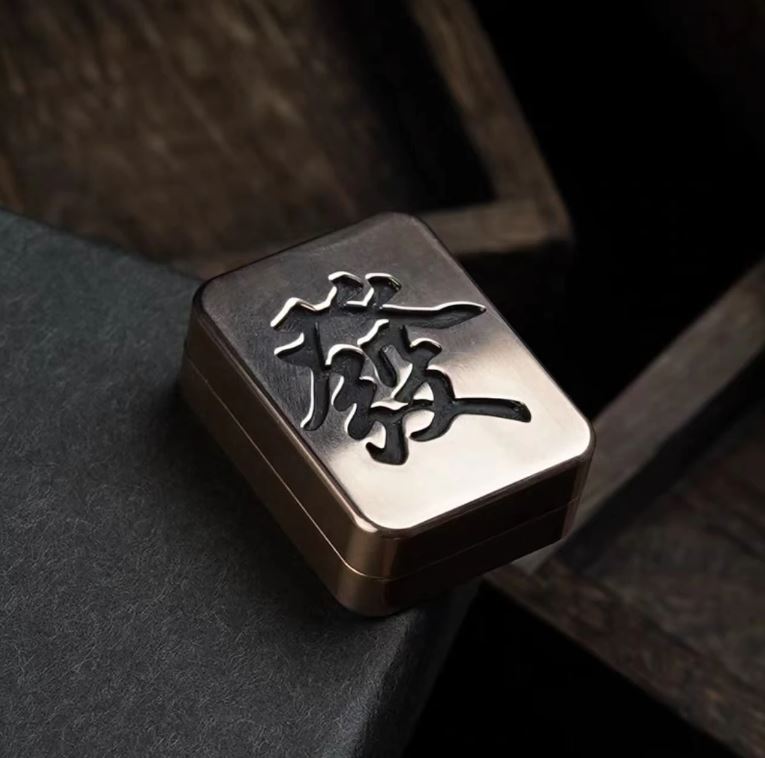 Mahjong 2.0 Stainless Steel PEI Hand Push Clicker Slider | Mahjong EDC Zirconium Hand Push Slider | Titanium Mahjong Hand Clicker Slider