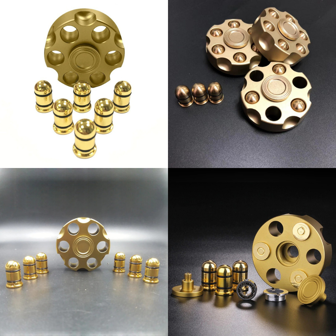 Bullet Metal Gyro Spinner | Metal Hand EDC Fidget | Revolver Shape Fingertip Gyro for Gift and Collection