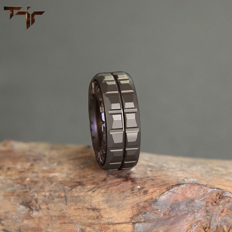 TJR Finger Mechanical Stainless Steel Ring Hand Push Slider | TJR Mechanical Metal Finger Haptic Ring Spinner for Gift and Collection