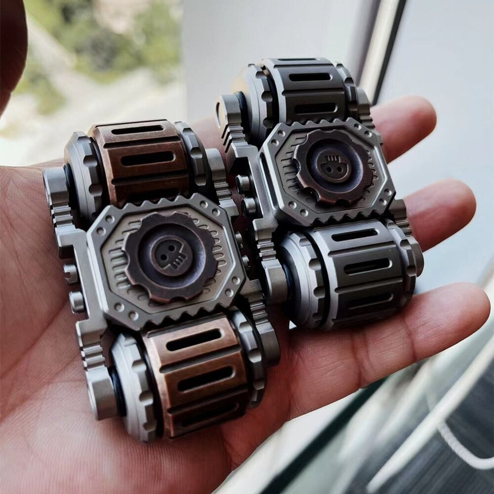Black Mirror Chariot Tank Titanium Hand Gyro Fidget Spinner | BM Chariot Metal Gyroscope Hand Spinner | BM EDC Chariot Gyro Fidget for Gift