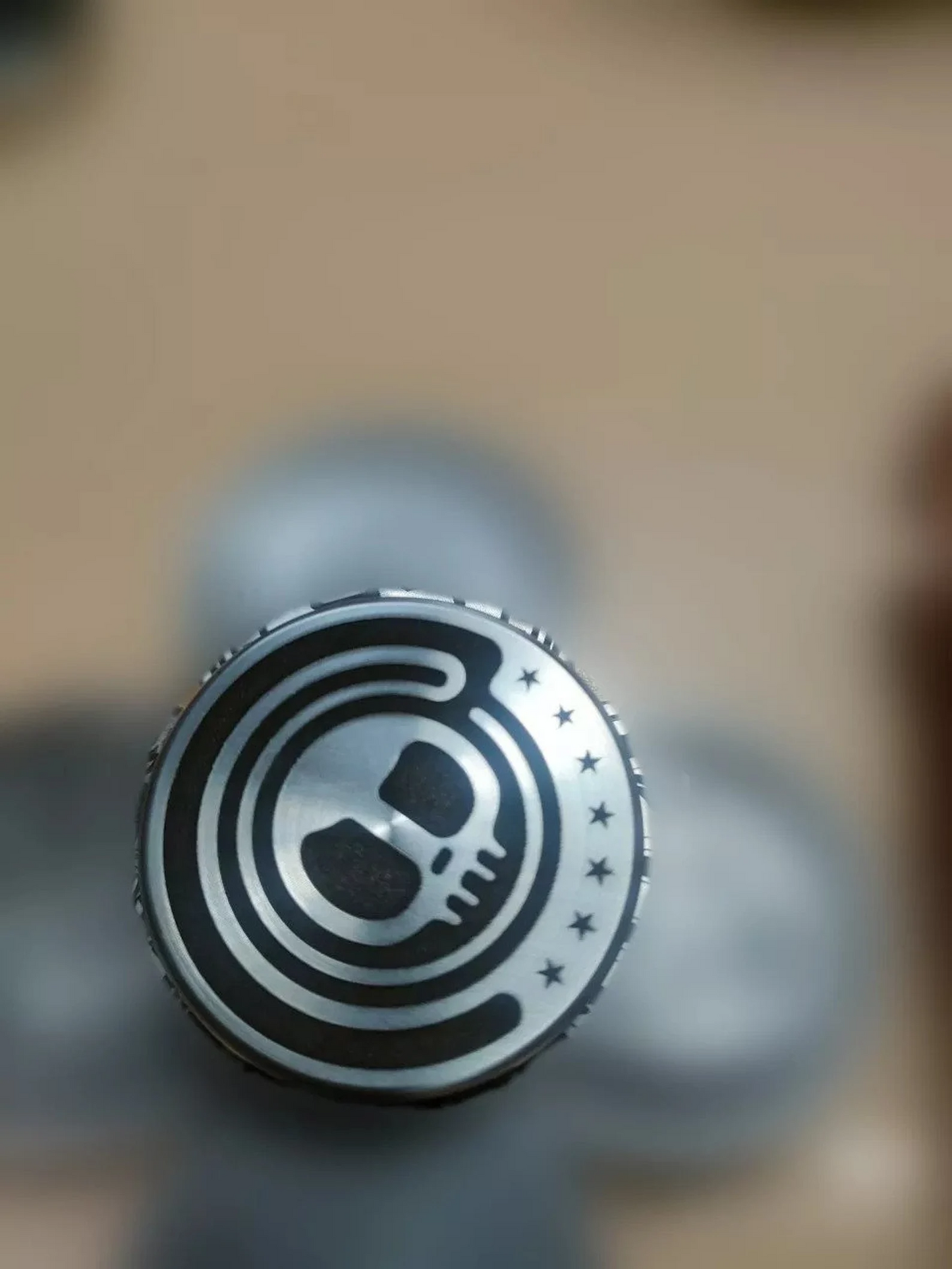 Mini Stainless Steel Skull Coin Shape Push Pop Slider | Mini Metal Skull Coin Push Haptic Slider | Mini EDC Devil Coin Slide for Collection