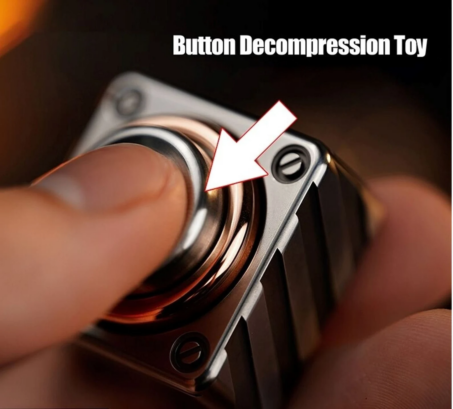 WANWU Stainless Steel Danger Push Button Hand Spinner | EDC DANGER Push Clicker Button Hand Fidget | Metal Push Button Hand Spinner for Gift