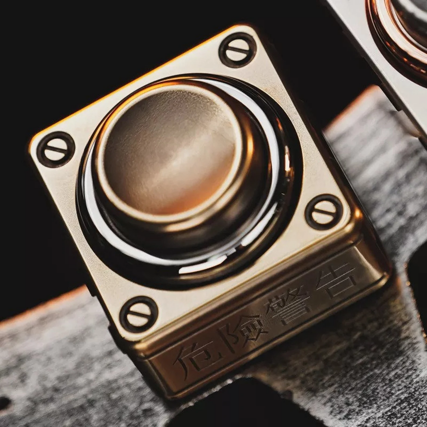 WANWU Stainless Steel Danger Push Button Hand Spinner | EDC DANGER Push Clicker Button Hand Fidget | Metal Push Button Hand Spinner for Gift