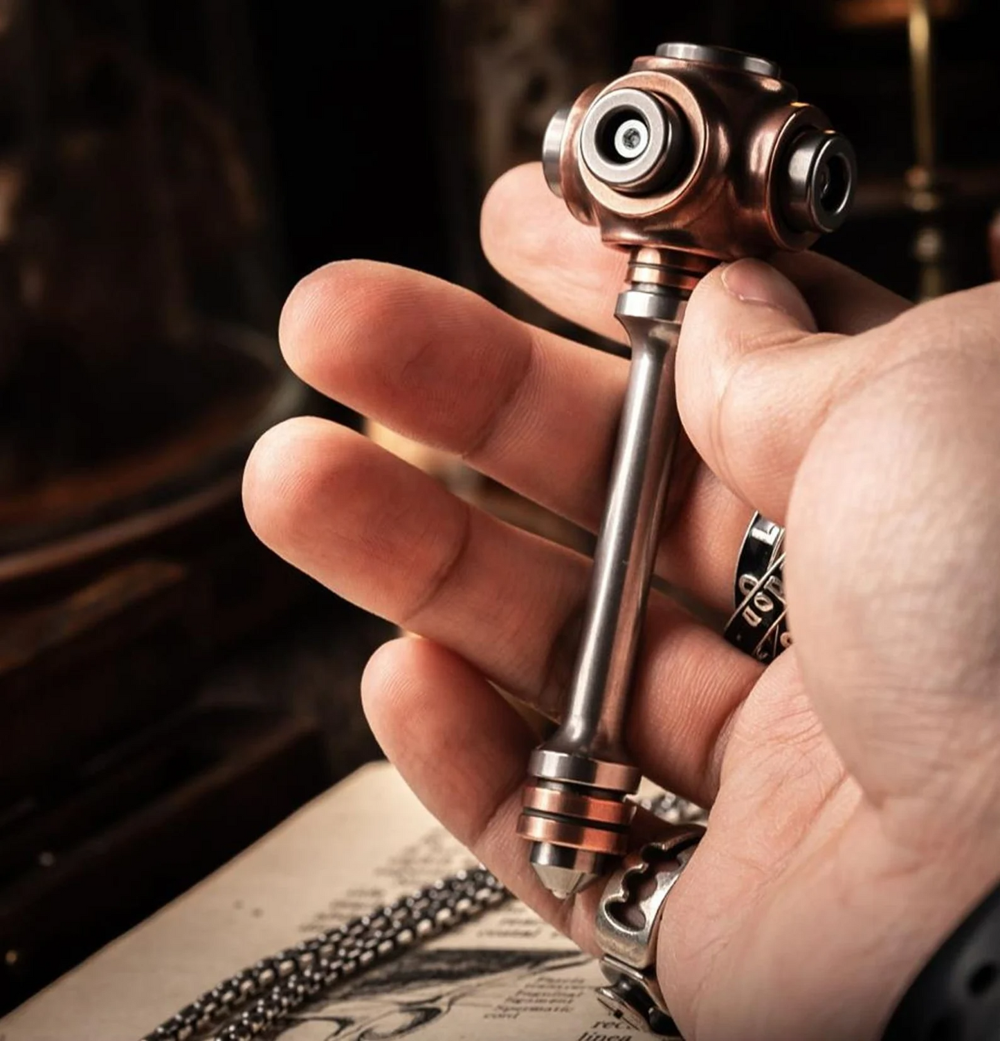 Lautie 2099 Series X-BONE Copper Mini Hand Spinner | Lautie 2099 Series Metal Mini Hand Gyro Spinner | Lautie Mini EDC Hand Spinner for Gift