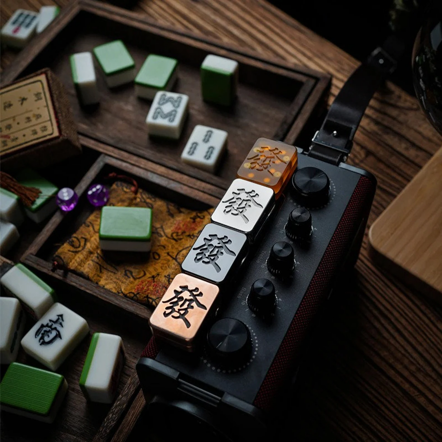 Mahjong 2.0 Stainless Steel PEI Hand Push Clicker Slider | Mahjong EDC Zirconium Hand Push Slider | Titanium Mahjong Hand Clicker Slider