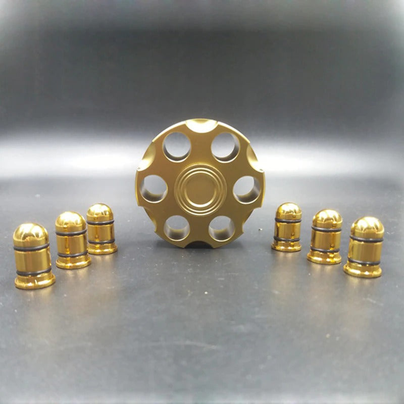 Bullet Metal Gyro Spinner | Metal Hand EDC Fidget | Revolver Shape Fingertip Gyro for Gift and Collection