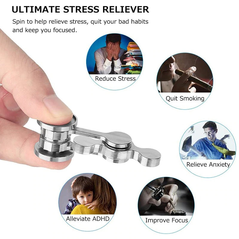 Stainless Steel Chaotic Pendulum Fingertip Gyro Rotator Fidget | Anti-Anxiety Fidget Spinner | Fidget Hand Toys